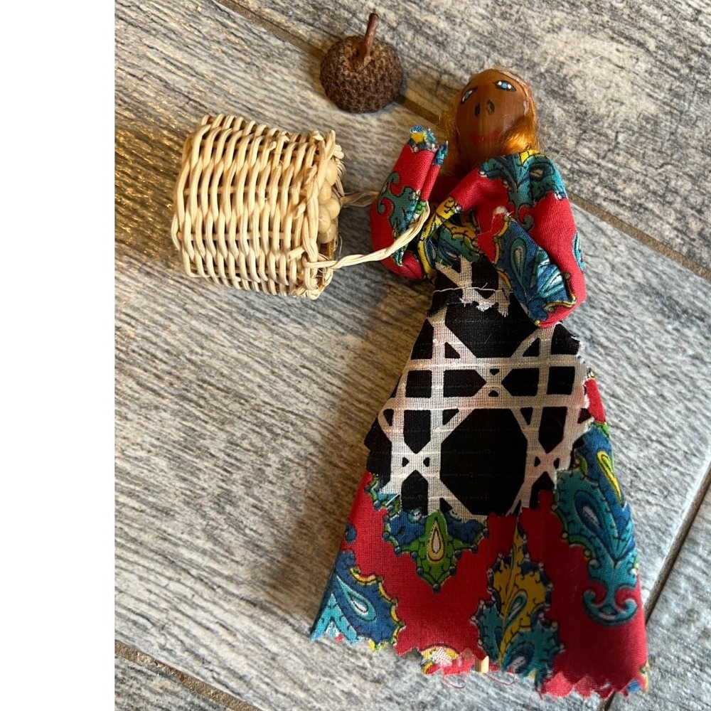 Handmade Doll Hickory Nut African American‎ Folk Art Hand Crafted 6" Pioneer